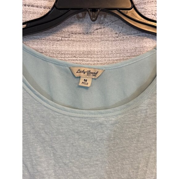 Lucky Brand Light Blue Layered Short Sleeve Crossback Top M - Picture 2 of 3
